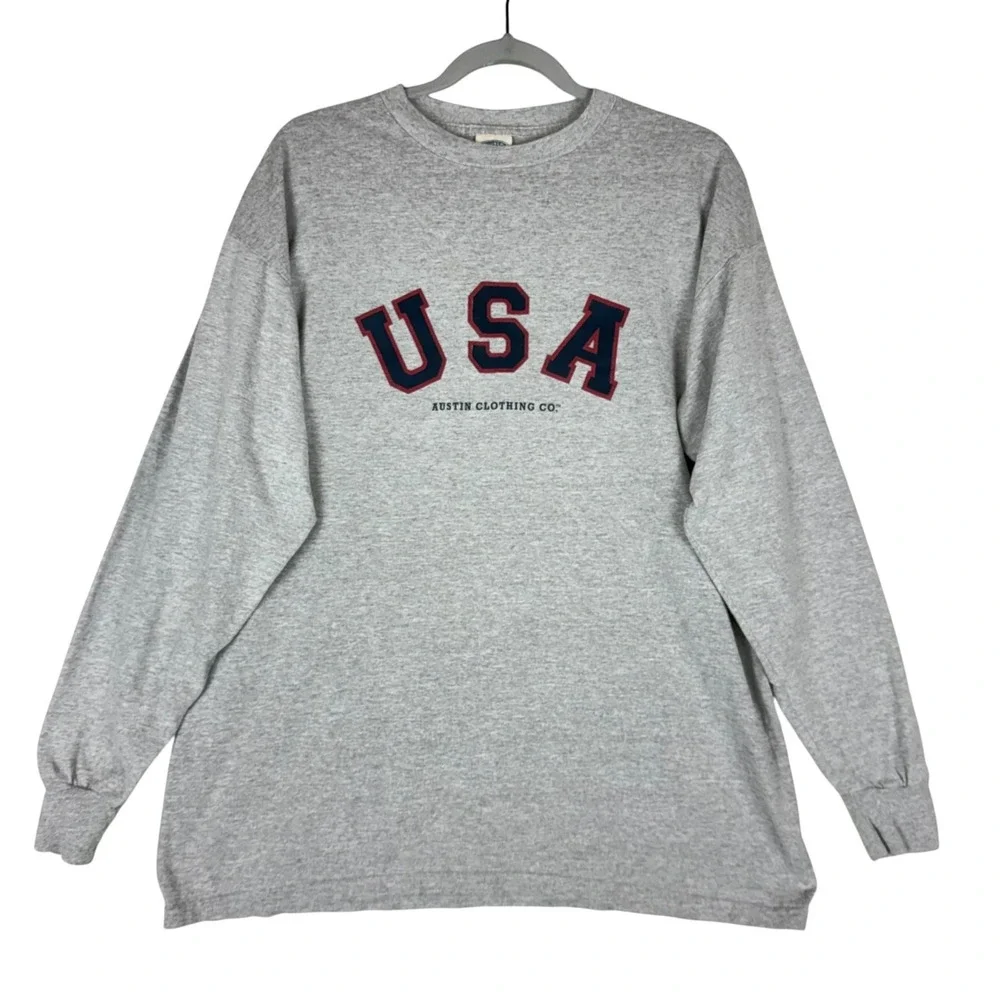 Austin Clothing Co. Sweatshirt Mens Large‎ Gray USA Graphic Crewneck Patriotic